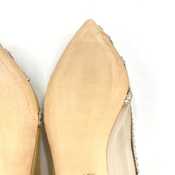 Badgley Mischka Bhldn Womens Size 8 Gigi Pointed Toe Jeweled Ivory‎ Ballet Flats - Picture 11 of 13
